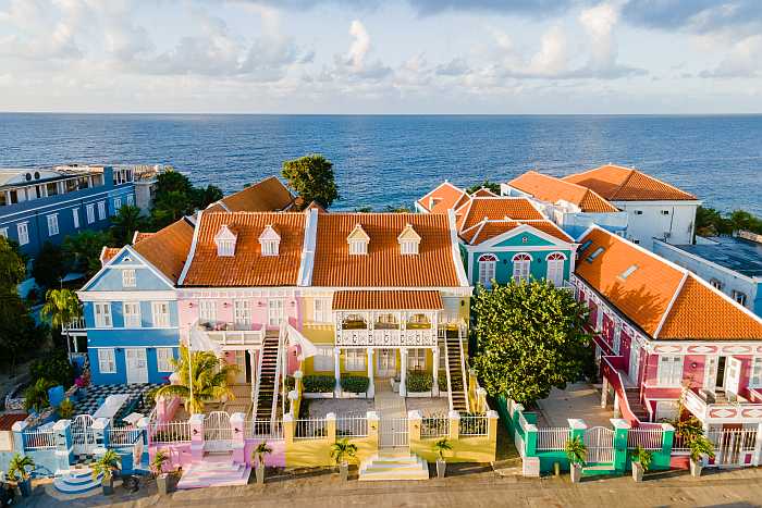 Colorful waterfront buildings in Willemstad, Curaçao, one of the best Caribbean islands for a kosher summer vacation.