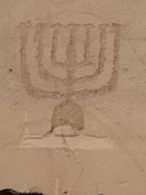Etching of menorah found under the streets of the Jewish Quarter in Nice, France.