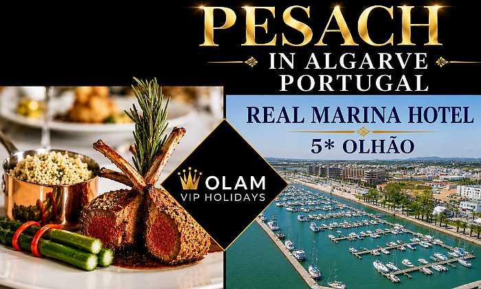 Celebrate Passover 2027 with Olam Holidays at the 5-star Real Marina Hotel & Spa in Olhão, Algarve.