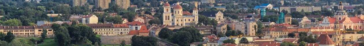 Panoramic view of the modern and historic skyline of Vilnius, Lithuania, ideal for the Passover programs landing page.