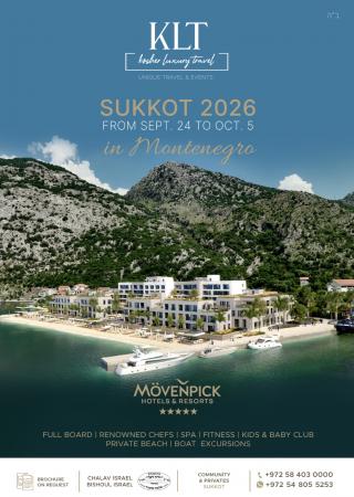 Join Kosher Luxury Travel for Sukkot at the Movenpick 5* in the Bay Of Kotor, Montenegro.